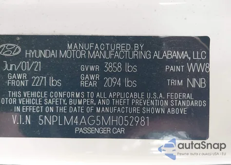 2021 Hyundai Elantra Sel from USA, damaged, VIN 5NPLM4AG5MH052981